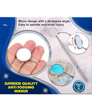 Dental Mouth Mirror Set - Professional Dentist Inspection Tool for Home Use | Pack of 2 Curved Angle Oral Care Mirrors - Buy Online on GoSupps.com