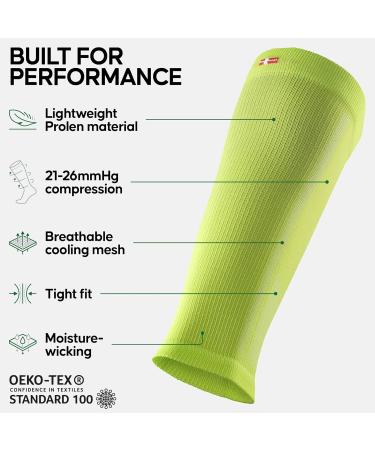 DANISH ENDURANCE Graduated Calf Compression Sleeves 21-26 mmHG Neon Yellow/Light Blue Men & Women - Support & Recovery - Buy Online on GoSupps.com