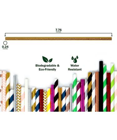 FAMASTON 150-pack Biodegradable Gold Paper Straws - Perfect for Parties, Weddings, Birthdays and Events - Buy Online on GoSupps.com