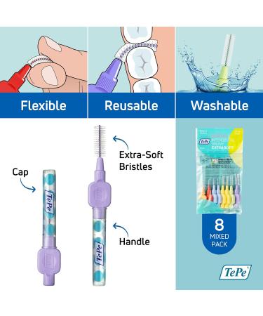TEPE Interdental Brush Extra Soft - Pack of 8 Mixed Pack - Buy Online on GoSupps.com