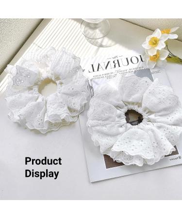 White Lace Scrunchies for Women - Large Hair Scrunchies Soft Cotton Hair Ties for Stylish and Comfortable Hairstyles Accessories for Ladies Girls - Buy Online on GoSupps.com