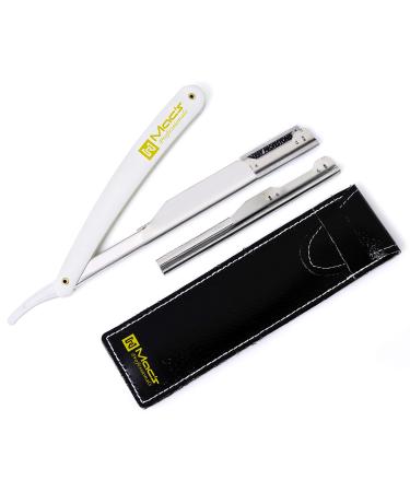 Professional Barber Straight Edge Barber Razors Macs Brand-50-01 (White Handle Razors)