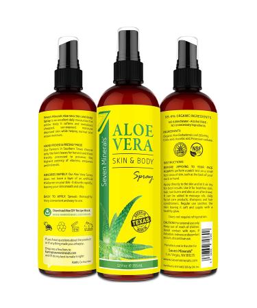 Organic Aloe Vera Spray for Body & Hair - Extra Strong Formula - Fast Absorbing, No Sticky Residue - Made in USA - 12 fl oz - Buy Online on GoSupps.com