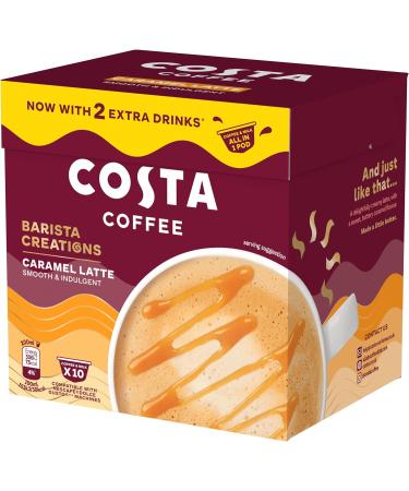 Costa Coffee Dolce Gusto Caramel Latte One Pod 10 x 16g Smooth and Indulgent. Now with an 2 Extra Drinks All in One Pod  - Buy Online on GoSupps.com