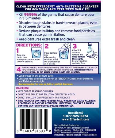 Efferdent Denture Cleanser Tablets 44 Count - Pack of 6 | Complete Clean for Retainers & Dental Appliances - Buy Online on GoSupps.com