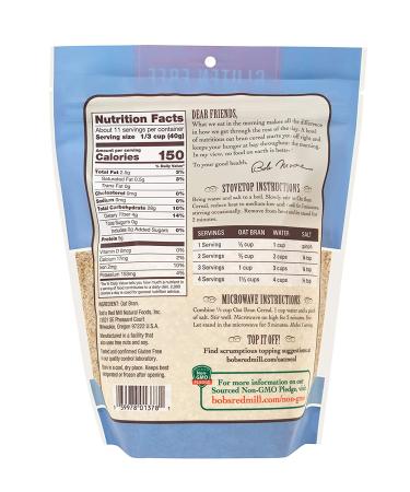 Bob's Red Mill Gluten Free Oat Bran Hot Cereal - 16 oz (454 g) | Healthy Breakfast Option - Buy Online on GoSupps.com