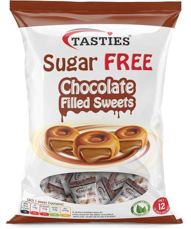 tasties Sugar-Free Hard Boiled Sweets - Butterscotch & Chocolate Filled Flavors - Gluten-Free Low-Calorie Candies - 6 x 80g Bags - Buy Online on GoSupps.com