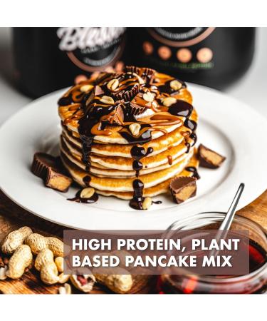 Blessed Vegan Pancake Mix (16g Protein) - Plant Based Protein Pancake Mix - Low Calorie Naturally Sweetened Dairy Free Protein Pancakes - High Protein Pancake Mix Choc Chip - Buy Online on GoSupps.com