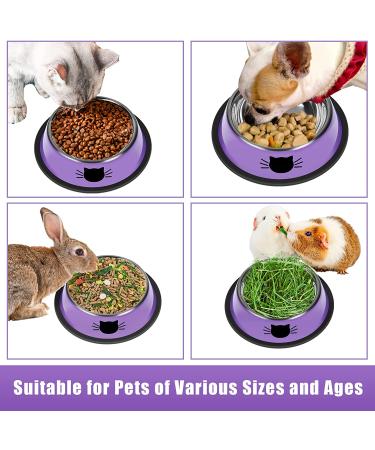 Serentive Non-Slip Stainless Steel Cat Bowls - Set of 2 | Unbreakable, 7 Oz Small Pet Feeder with Removable Rubber Base | Easy to Clean | Purple - Buy Online on GoSupps.com