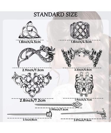 6-Piece Silver Celtic Hair Slide Set - Vintage Metal Hair Barrettes for Women and Girls - Buy Online on GoSupps.com