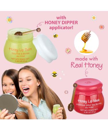 Expressions Honey Lip Balm & Lip Mask Set - 2pc Non-Toxic Lip Care Gift for Girls | Real Honey Jar with Dipper | Moisturizing Lip Gloss - Buy Online on GoSupps.com