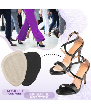 Sulpo 4 Pairs Bale Cushions for Big Shoes - Silicone & Velor Metatarsal Pads for Foot Pain Relief - Beige & Black - Buy Online on GoSupps.com