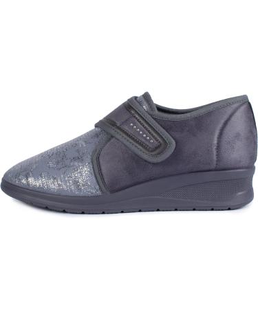 Aerosoft Ladies Velcro Low Shoe - Stretch 19 Width GH Removable Footbed Non-Slip Grey - Size 38 EU | International Shipping Available - Buy Online on GoSupps.com