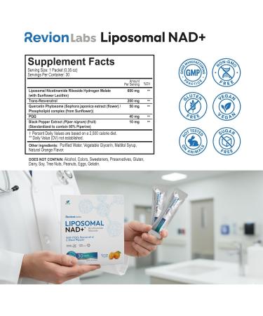 Liposomal NAD+ Liquid Packets - Liposomal Nicotinamide Riboside Resveratrol PQQ for Cellular Health Energy Focus & Healthy Aging 10.58 Fl Oz (Pack of 1) - Buy Online on GoSupps.com