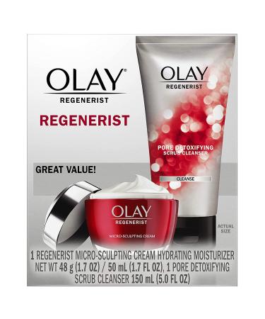Olay Regenerist Anti-Aging Pore Scrub & Moisturizer Duo Pack - 6.7 Oz Skin Care Set - Buy Online on GoSupps.com