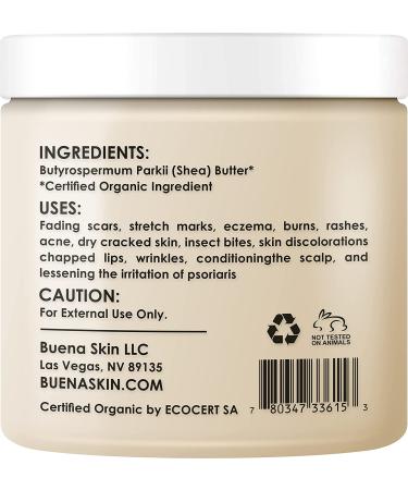 Buena Skin Pure Unrefined Raw Shea Butter 1lb - USDA Certified Grade A Ivory African Shea Butter for DIY Creams, Lotions, and Hair Care - Buy Online on GoSupps.com