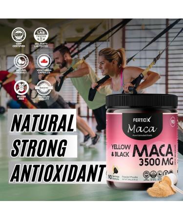 Maca Powder 3500mg Per Scoop I 90 Serving I for Men and Women I Maca Root Pure Extracted I Black and Yellow Maca I Provides Antioxidants and Health Support I Made In Canada - Buy Online on GoSupps.com