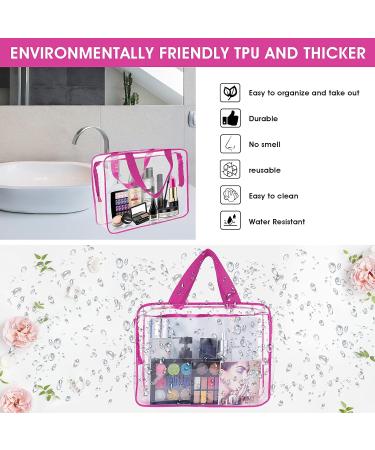 Sibba Clear Tote Bag - Large Transparent Waterproof Cosmetic Organizer Handbag in Fashionable Rose Red - Buy Online on GoSupps.com