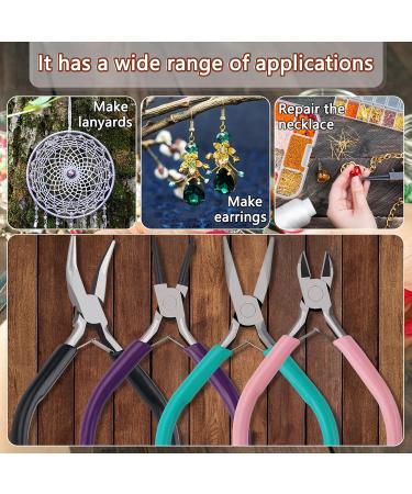 4 Pack Jewelry Making Pliers Tools Kit - Needle, Chain, Round, Bent Nose Pliers & Wire Cutters - for Earring Craft Supplies - Mix Color - Buy Online on GoSupps.com