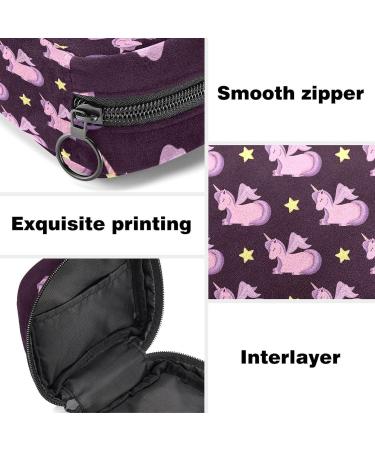 Stylish Women's Napkin Storage Bag - Fairytale Pink Unicorn Pattern | Portable Menstrual Cup & Bandage Organizer - Buy Online on GoSupps.com