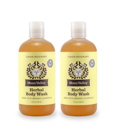 Herbal Body Wash Lemon Rosemary by Moon Valley All Natural Ingredients No Parabens Vegan Moisturizing Essential Oils Two Pack