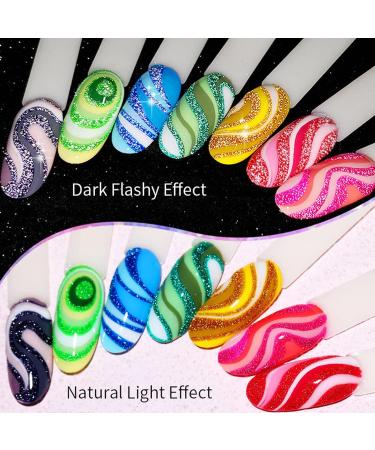 Reflective Glitter Gel Nail Polish 5ml Sparkling Black Gel Liner Polish Shimmer Diamond Soak Off UV Gel Nail Varnish Glitter Nail Gel Manicure for Party Holiday Home Use (R07) - Buy Online on GoSupps.com