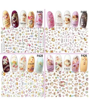 Nail Stickers EBANKU Angel Nail Art Stickers 3D Self Adhesive Stickers for Nails Angel Nail Decals Cupid Baby Love Flower Nail Art Decoration DIY Manicure Nail Design - Buy Online on GoSupps.com