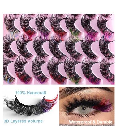 14 Pairs 3D Colorful False Eyelashes - Reusable & Easy to Wear - Handmade Dramatic Fluffy Lashes for Party Cosplay & Festival Decoration - Buy Online on GoSupps.com
