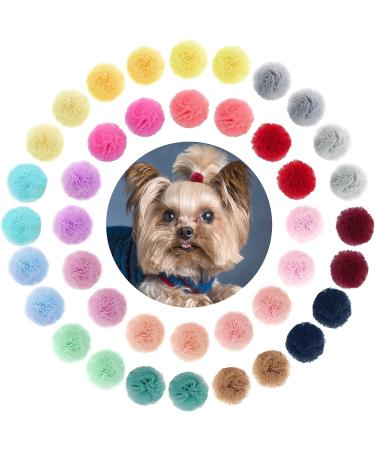 Qearl 48 Pcs Colored Ball Dog Ties Small Dog Bows - Pet Grooming Hair Accessories for Puppy & Cat - Buy Online on GoSupps.com