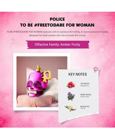 Police TO BE #FREETODARE WOMAN - 4.2 oz EDT Spray - Sensual and Explosive Vanilla Perfume - Body Spray for Women - Long Lasting Amber and Fruity Scent - Designed for Bold Women - Buy Online on GoSupps.com