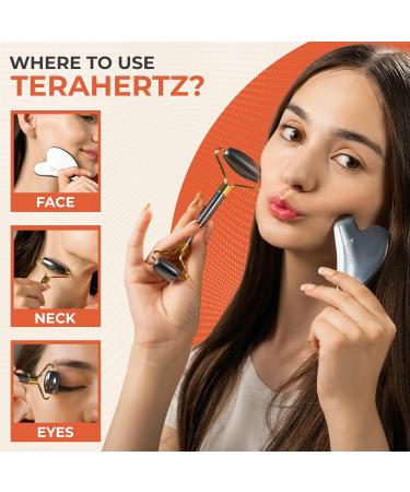 Authentic Terahertz Gua Sha & Facial Roller Set - Reduce Puffiness Improve Wrinkles & Relieve Tension - Best Eye Massage Tool - Buy Online on GoSupps.com