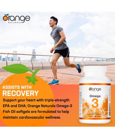 Orange Naturals Omega-3 Fish Oil - 90 Softgels for Enhanced Brain & Cardio Health Triple Strength Essential Fatty Acids Non-GMO High Potency EPA DHA Supports Cognitive Function & Heart Well-being 90 count (Pack of 1) - Buy Online on GoSupps.com