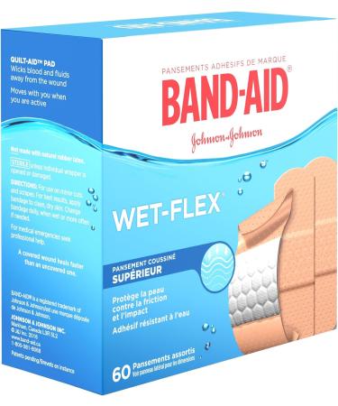 Band-Aid Water Resistant Wet-Flex Adhesive Bandages Assorted Sizes Value Pack Small Regular Large 60 Bandages Variety Pack - Buy Online on GoSupps.com