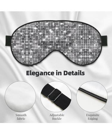 Silver Sequin Eye Mask - Soft Adjustable Sleep Mask for Comfort | Unisex Black Sleeping Mask - Buy Online on GoSupps.com