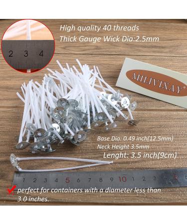 MILIVIXAY 3.5 inch Candle Wick Bundle - 100 Cotton Wicks with Paraffin Wax Coating, 100 Wick Stickers, 6 Wooden Wick Holders - DIY Candle Making Kit - Buy Online on GoSupps.com