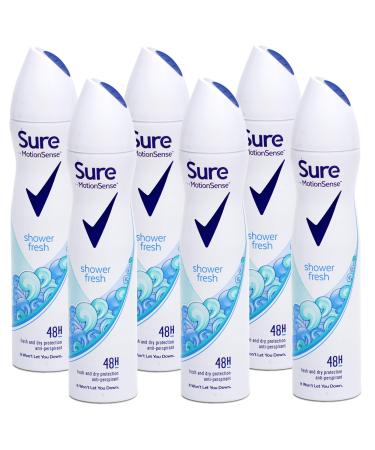 Sure Motion Sense 48 Hours Fresh and Dry Protection Antiperspirant Spray Shower Fresh 250 mL x 6 Pack