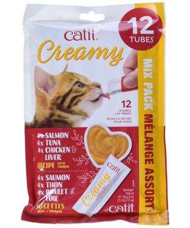 Catit Cat Treats Lickable Assorted 12 x 15 g Pack of 8 Lickable Cat Treats Soft Cat Treats Creamy Cat Treat Kitten Treats Cat Lickable Treat Soft Cat Treats Gaterie Pour Chat Cat Snacks Tube