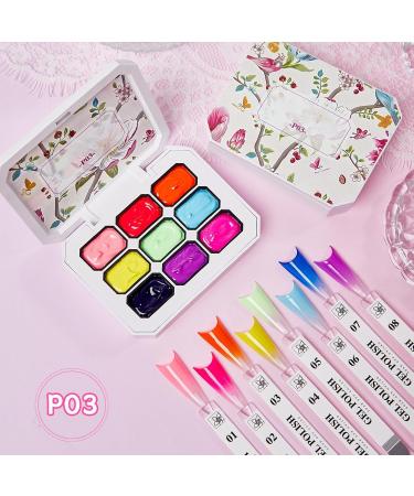 Gel Polish Pat Gradient Gel Paint Palette of 9 Colours for Artistic Creations Manicure Girls - Buy Online on GoSupps.com
