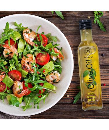 Olive Oil with Dried Lemon Zest 250ml - Lemon Infused Olive Oil - Olive Oil with Spices - Fresh Olive Oil - Cooking Olive Oil - Good for Salad - Natural Taste - Buy Online on GoSupps.com