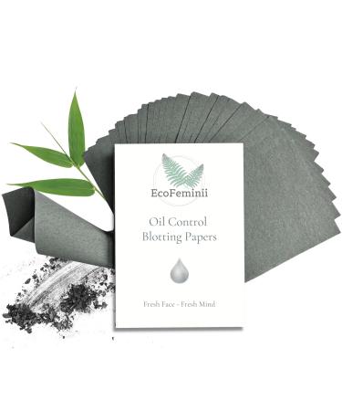 EcoFeminii Oil Control Blotting Sheets-100 pcs Natural Papers for Clear Clean and Matte Skin-Added Charcoal for Absorbency-Removal of Facial Oil Sebum & Grease (Medium 6cm x 9cm)