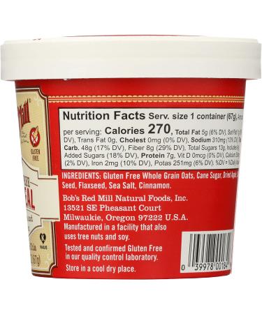 Bob's Red Mill Gluten Free Oatmeal Cup - Apple Cinnamon with Flax & Chia - 2.36 oz - Buy Online on GoSupps.com