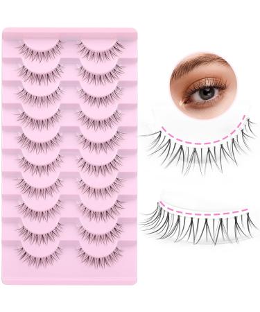 Fanxiton Wispy Short Cat Eye False Eyelashes 10 Pairs Pack - Natural Look Japanese Korean Asian Spiky Lashes - 10mm Clear Band (Natural C17) - Buy Online on GoSupps.com