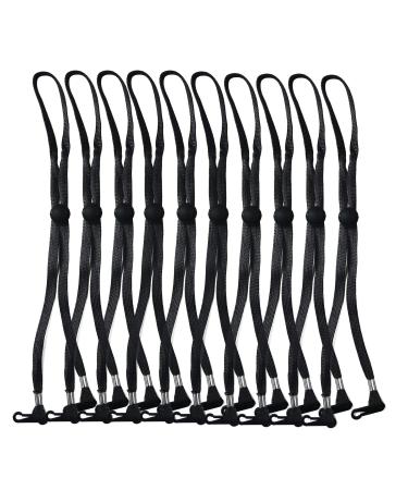 10 Pack Mask Lanyard - Adjustable Ear Pressure Relief Safety Holder & Hanger with with Clasps Extension Hook for Adult and Child Black