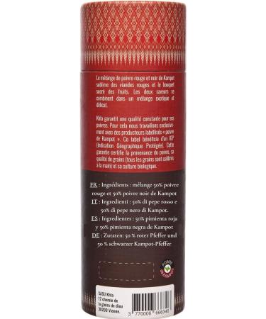 Khla - Organic Kampot Black & Red Pepper Blend - Pepper Tube Grains 120g - Limited production - Asian spice - Cambodia origin - Buy Online on GoSupps.com