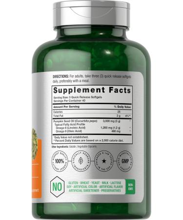 Horb ach Pumpkin Seed Oil | 3000mg | 120 Softgel Capsules | Cold Pressed Dietary Supplement | Non-GMO and Gluten Free Formula - Buy Online on GoSupps.com
