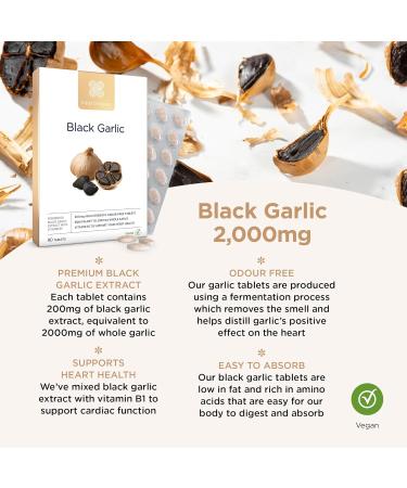 Healthspan Black Garlic 2000mg | 90 Tablets | Heart Health with Vitamin B1 | Rich in Amino Acids | Odour-Controlled | Vegan-Friendly - Buy Online on GoSupps.com