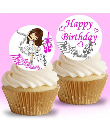 24 x Pre-Cut Happy Birthday Ballerina s1 Edible Stand up Wafer/Rice Paper Cupcake Cake Dessert Toppers Birthday Party Girl Woman Decorationss (Style 1) - Buy Online on GoSupps.com