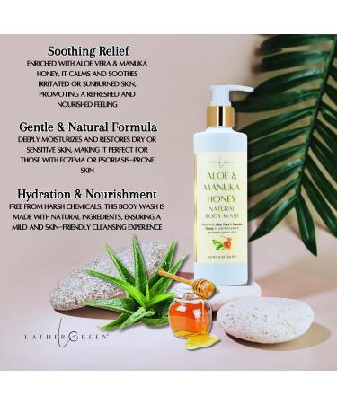 Lather Green - Aloe & Manuka Honey Body Wash for Sensitive Skin Natural & Moisturizing 8 fl oz - Buy Online on GoSupps.com