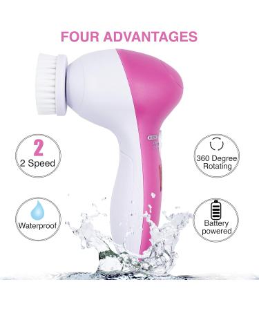 Automatic Face Brush & Electric Facial Scrubber Waterproof Silicone Exfoliator Tool for Deep Cleansing | Remove Blackheads & Dead Skin Complete Spa Experience with 4 Heads - Buy Online on GoSupps.com