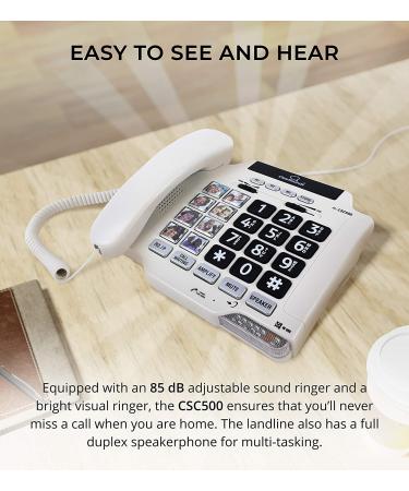 ClearSounds CSC500 Amplified Landline Phone with Speakerphone and Photo Frame Buttons | Up to 30dB Amplification | T-Coil Hearing Aid Compatible - Buy Online on GoSupps.com